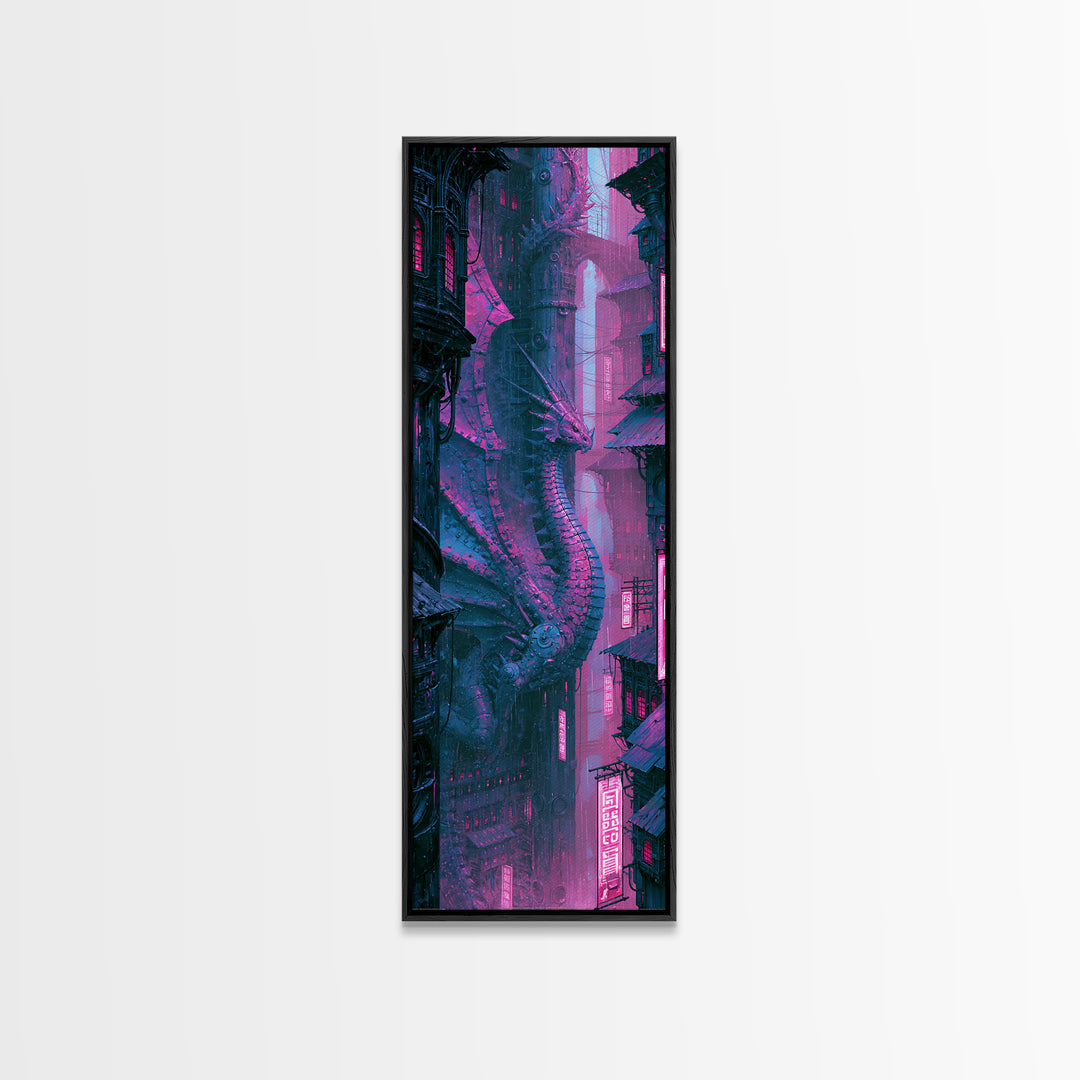 Copper Dragon with Riveted Wings Canvas Print, Steampunk Art, Room Decor, Living Room Decor, Fine Art, Mechanic, Original Art, STE-1x3-94