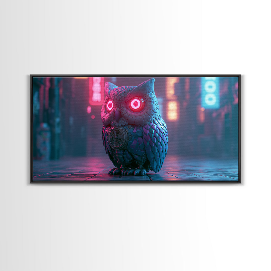 Brass Clockwork Owl Canvas Print, Steampunk Art, Living Room Decor, Oil Painting, Mechanic, Whimsigoth Decor, STE-2x1-21