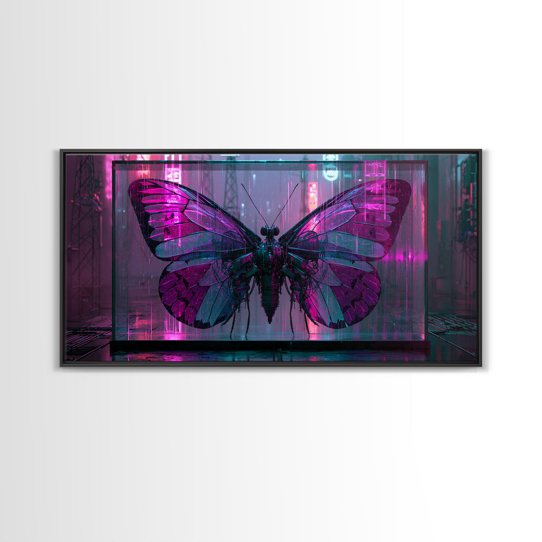 Mechanical Butterfly Specimen Framed Canvas Print, Steampunk Art, Contemporary Art, Living Room Decor, Fine Art, Mechanic, STE-2x1-34