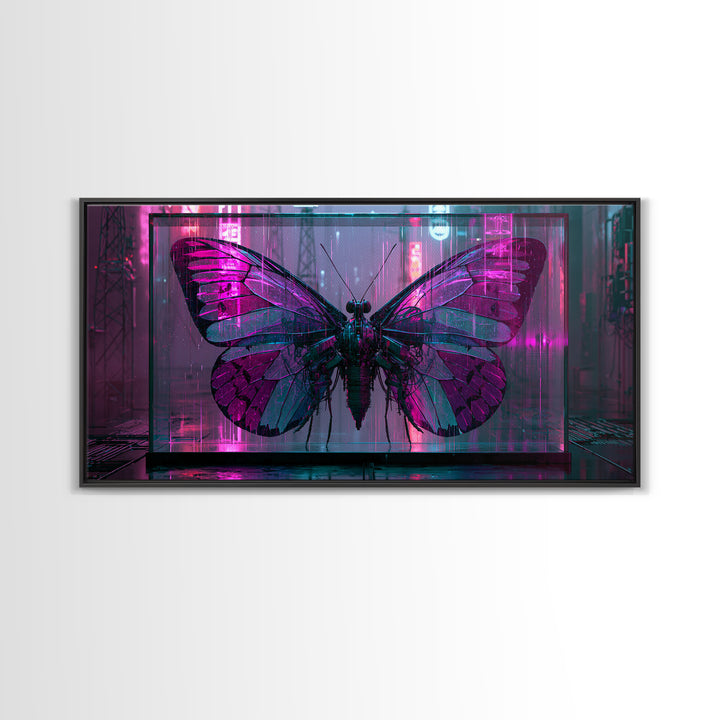 Mechanical Butterfly Specimen Framed Canvas Print, Steampunk Art, Contemporary Art, Living Room Decor, Fine Art, Mechanic, STE-2x1-34