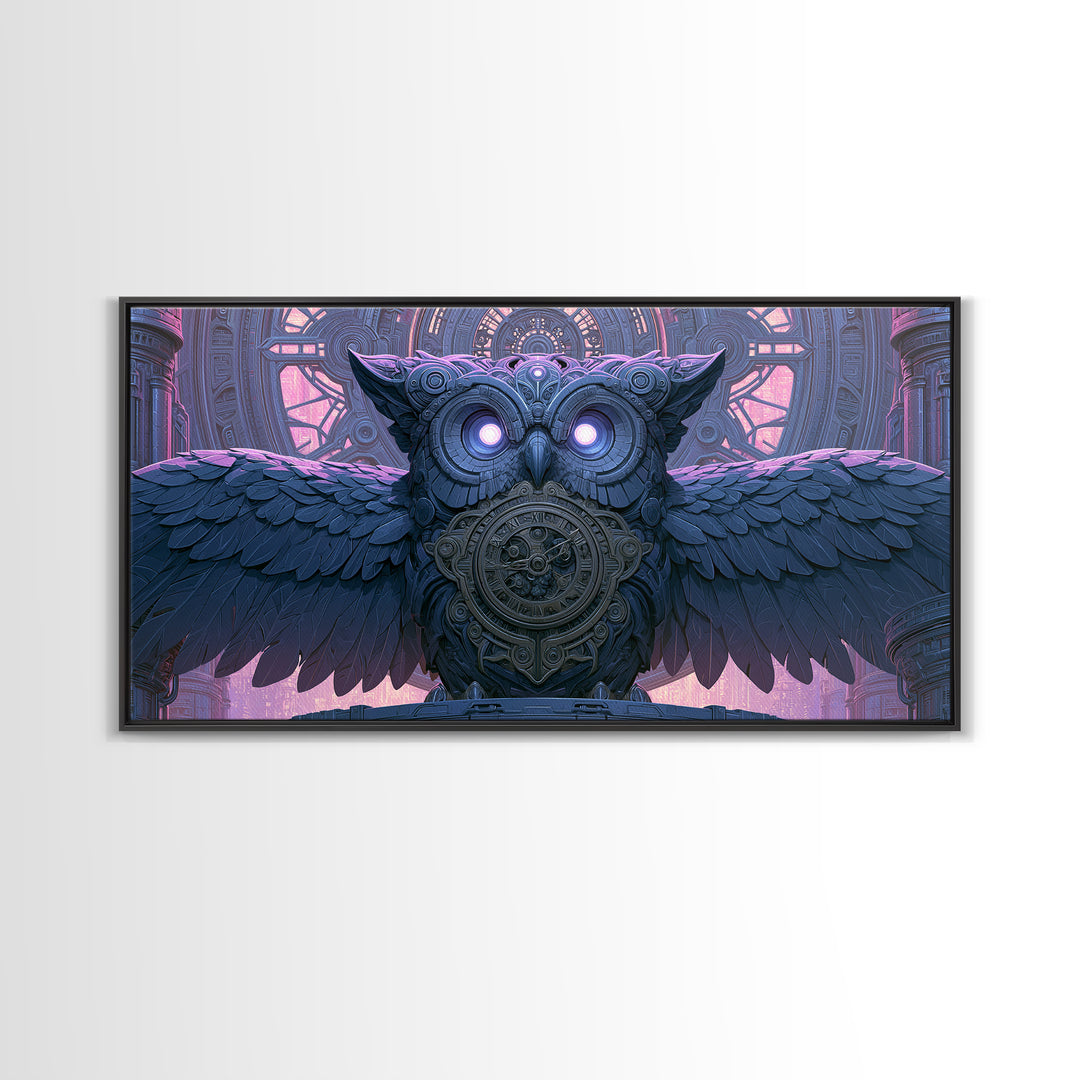 Brass Clockwork Owl Canvas Print, Steampunk Art, Wall Art Print, Living Room Decor, Fine Art, Mechanic, Gallery Decor, STE-2x1-93