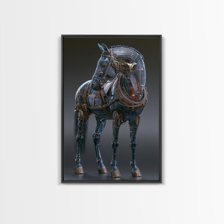 Steam Powered Horse Canvas Print, Steampunk Art, Digital Art, Living Room Decor, Mechanic, Wall Art Print, Whimsigoth Decor, STE-2x3-23