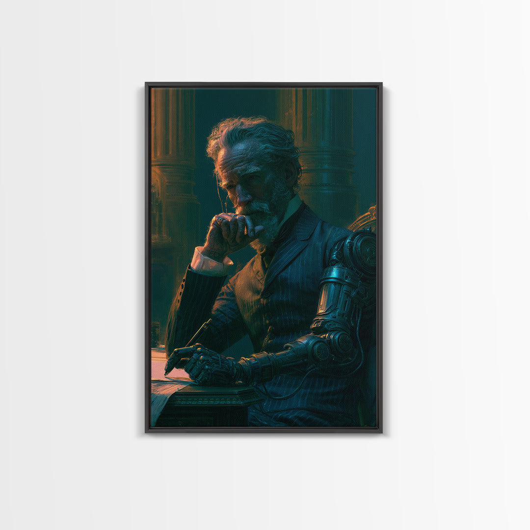 Victorian Inventor Portrait Canvas Print, Steampunk Art, Art Nouveau, Living Room Decor, Oil Painting, Mechanic, Modern Art, STE-2x3-39