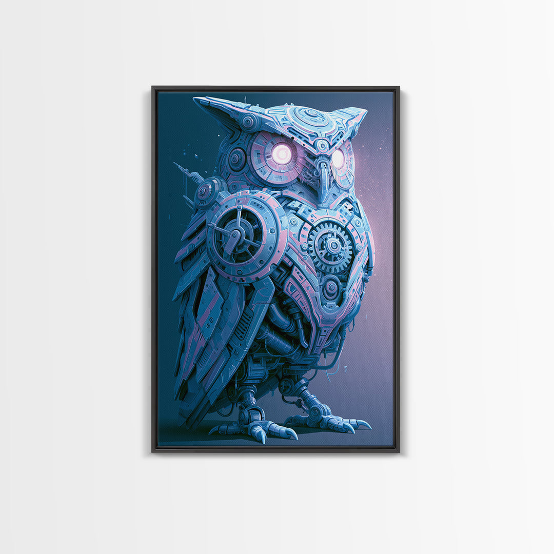 Brass Clockwork Owl Canvas Print, Steampunk Art, Cat Art, Living Room Decor, Oil Painting, Mechanic, Fine Art Print, STE-2x3-81