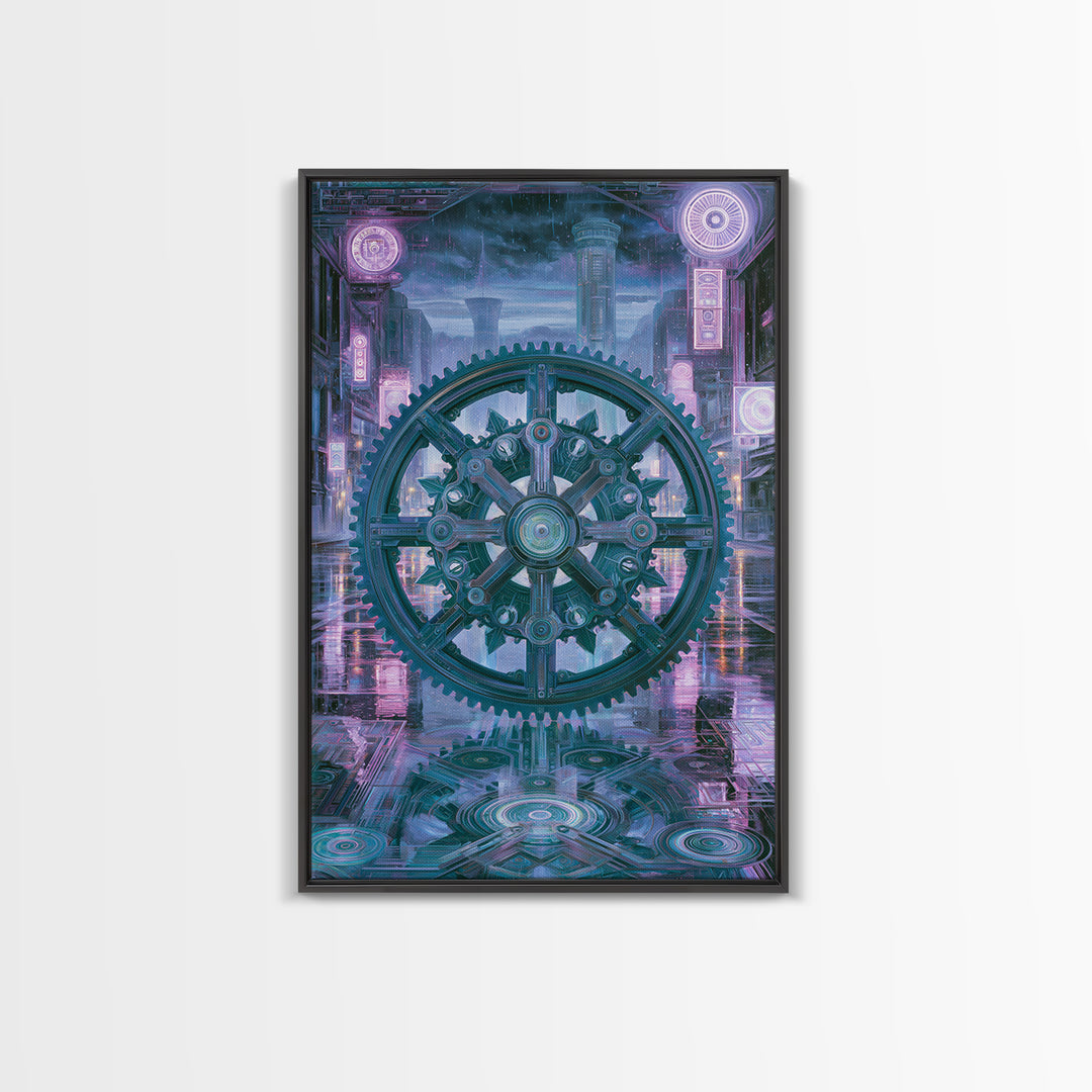Cogwheel Mandala in Bronze and Teal Canvas Print, Steampunk Art, Wall Art Print, Living Room Decor, Fine Art, Mechanic, STE-2x3-96