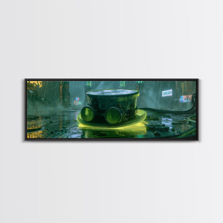 Top Hat and Goggles Still Life Canvas Print, Steampunk Art, Printable Wall Art, Living Room Decor, Oil Painting, Mechanic, STE-3x1-92