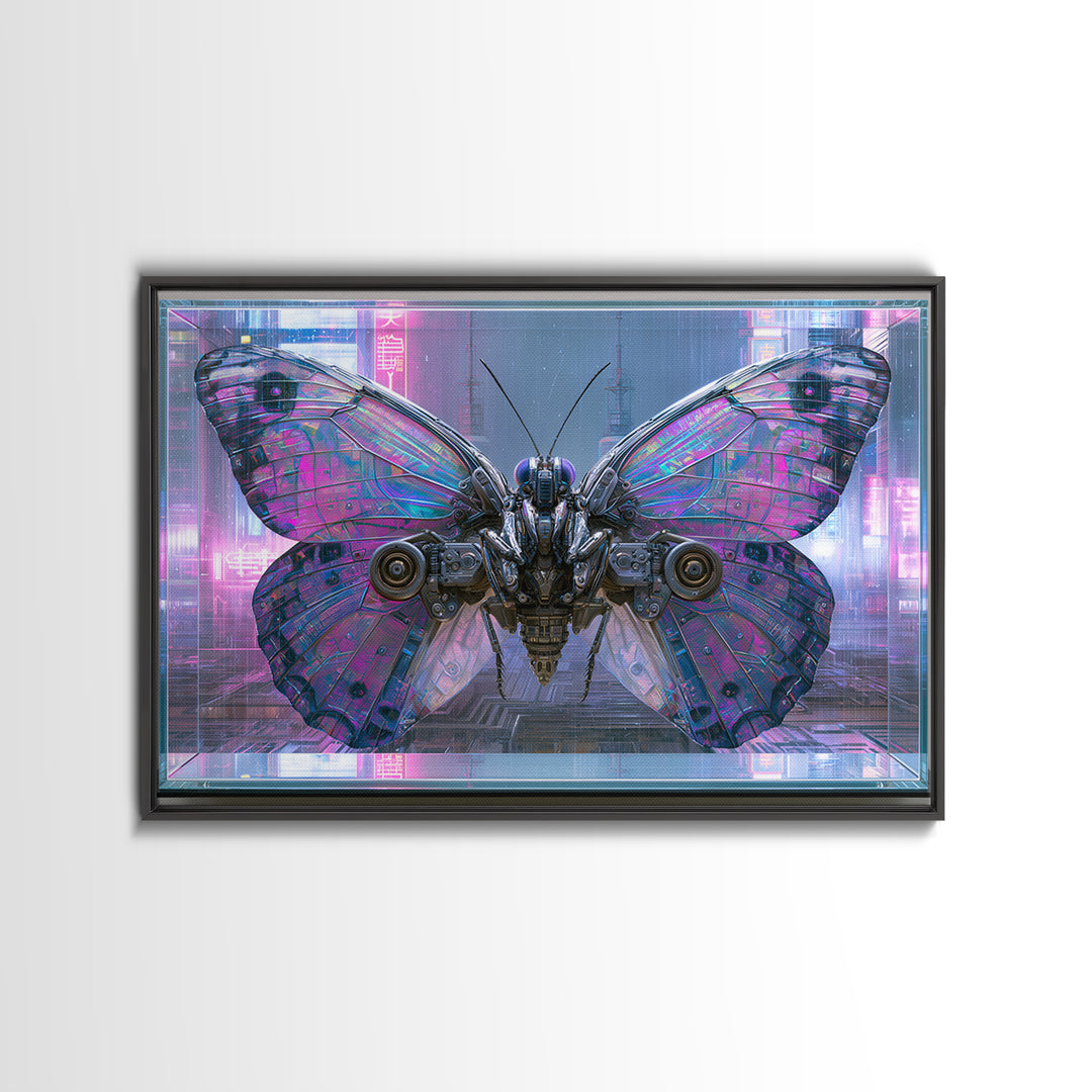 Mechanical Butterfly Specimen Framed Canvas Print, Steampunk Art, Digital Print, Living Room Decor, Fine Art, Mechanic, STE-3x2-18