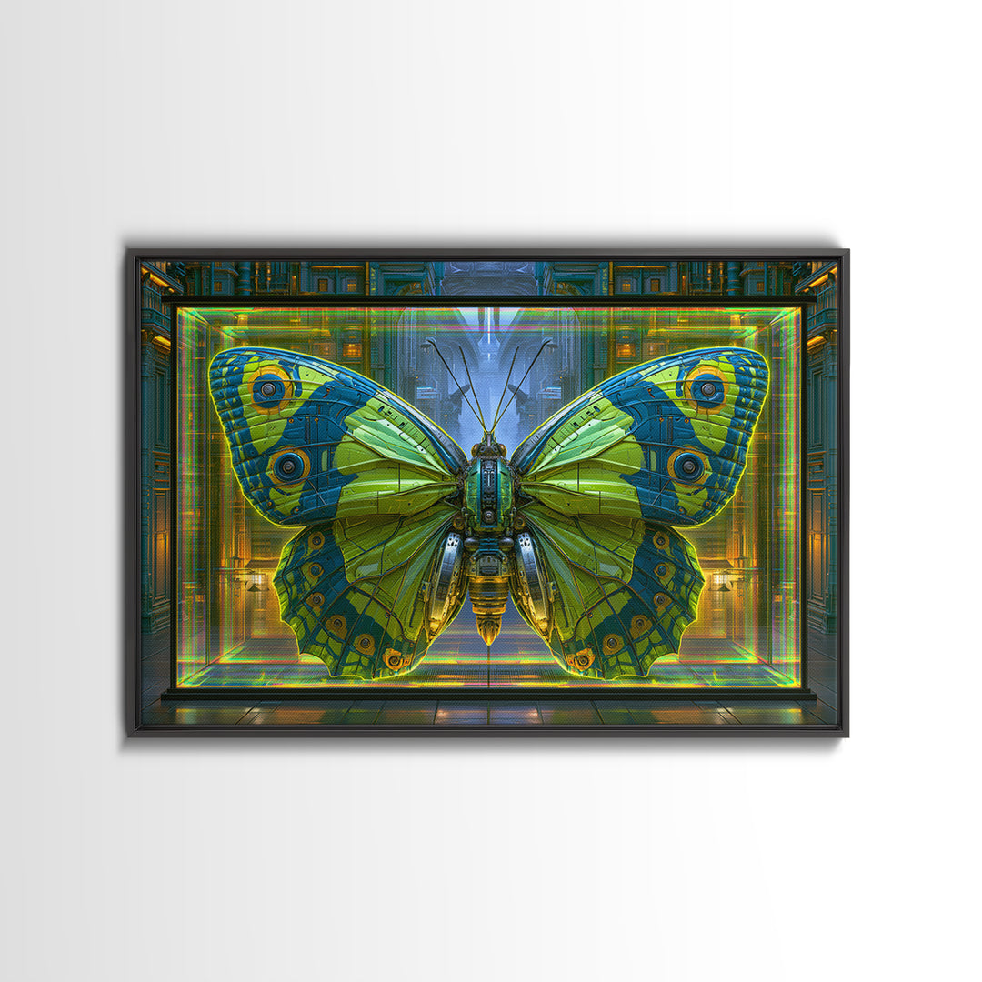 Mechanical Butterfly Specimen Canvas Print, Steampunk Art, Whimsigoth Decor, Living Room Decor, Mechanic, Neutral Decor, STE-3x2-42