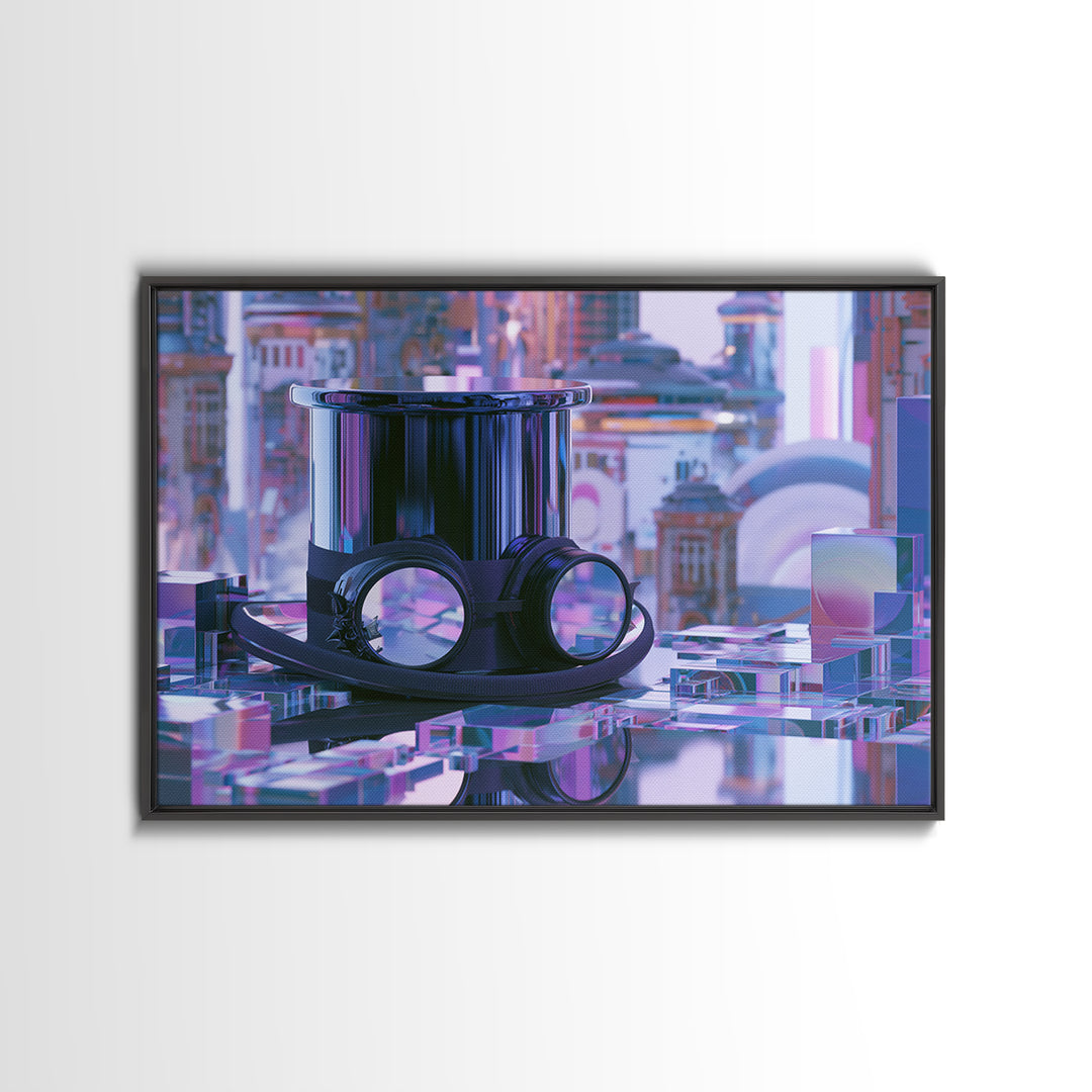 Top Hat and Goggles Still Life Canvas Print, Steampunk Art, Room Decor, Living Room Decor, Fine Art, Mechanic, Original Art, STE-3x2-56