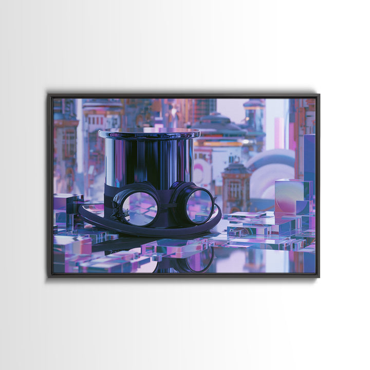 Top Hat and Goggles Still Life Canvas Print, Steampunk Art, Room Decor, Living Room Decor, Fine Art, Mechanic, Original Art, STE-3x2-56