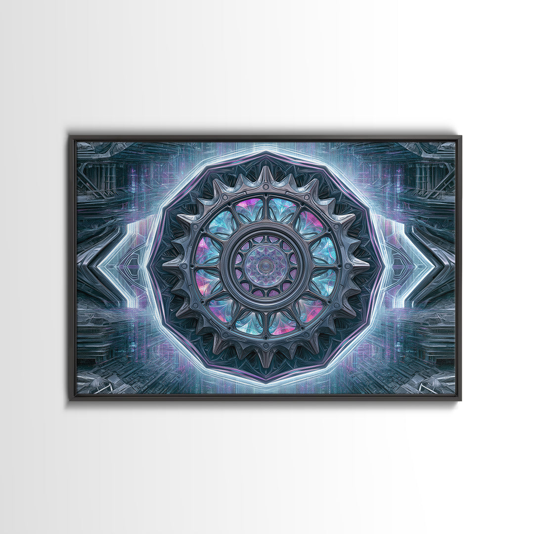 Cogwheel Mandala in Bronze and Teal Canvas Print, Steampunk Art, Minimalist Decor, Living Room Decor, Fine Art, Mechanic, STE-3x2-68