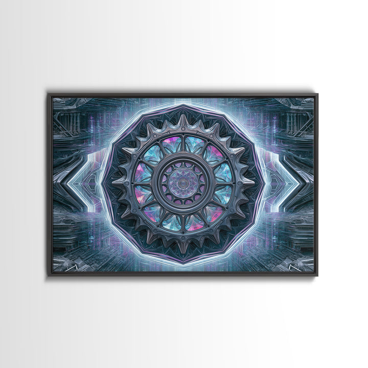 Cogwheel Mandala in Bronze and Teal Canvas Print, Steampunk Art, Minimalist Decor, Living Room Decor, Fine Art, Mechanic, STE-3x2-68