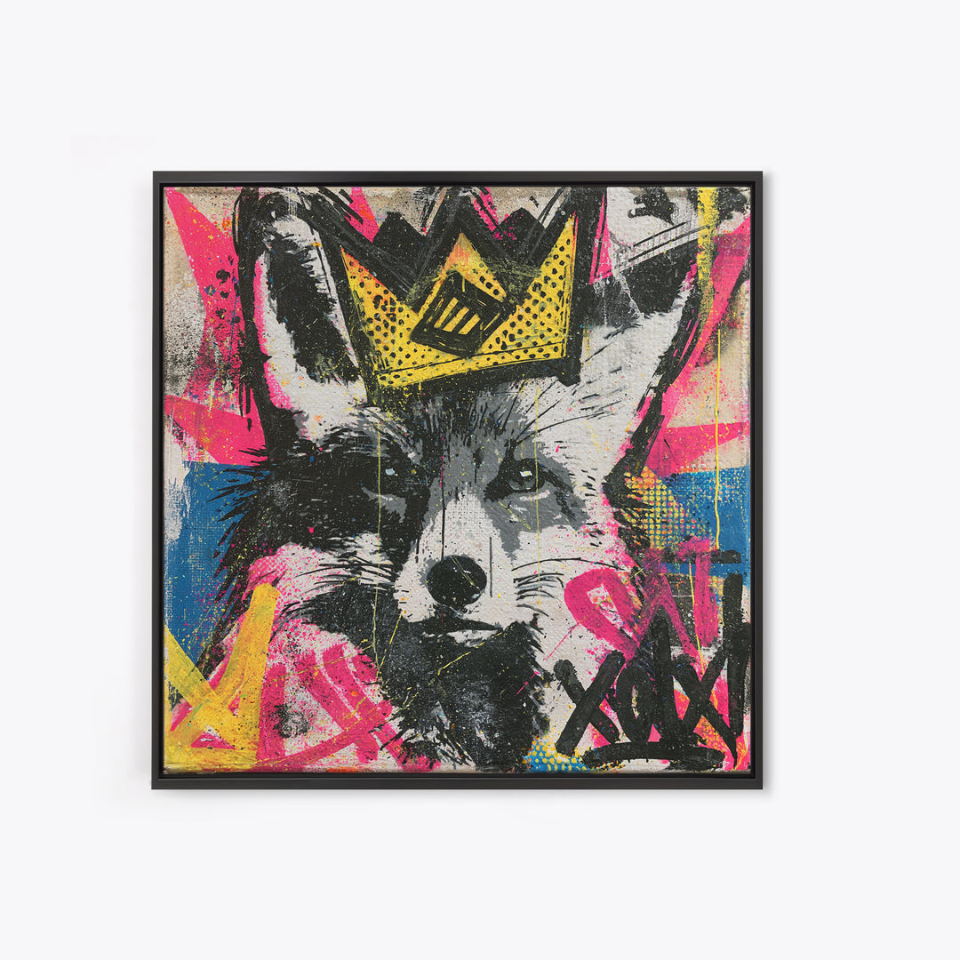 Urban Fox Wearing a Crown of Spray Canvas Print, Street Art, Contemporary Art, Living Room Decor, Fine Art, Urban, STR-1x1-50