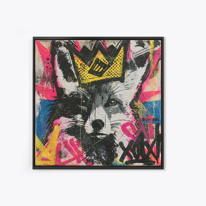 Urban Fox Wearing a Crown of Spray Canvas Print, Street Art, Contemporary Art, Living Room Decor, Fine Art, Urban, STR-1x1-50