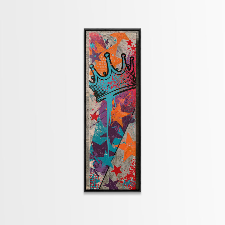 Drippy Crown and Stars Composition Canvas Print, Street Art, Painting, Living Room Decor, Fine Art, Urban, Abstract Painting, STR-1x3-32