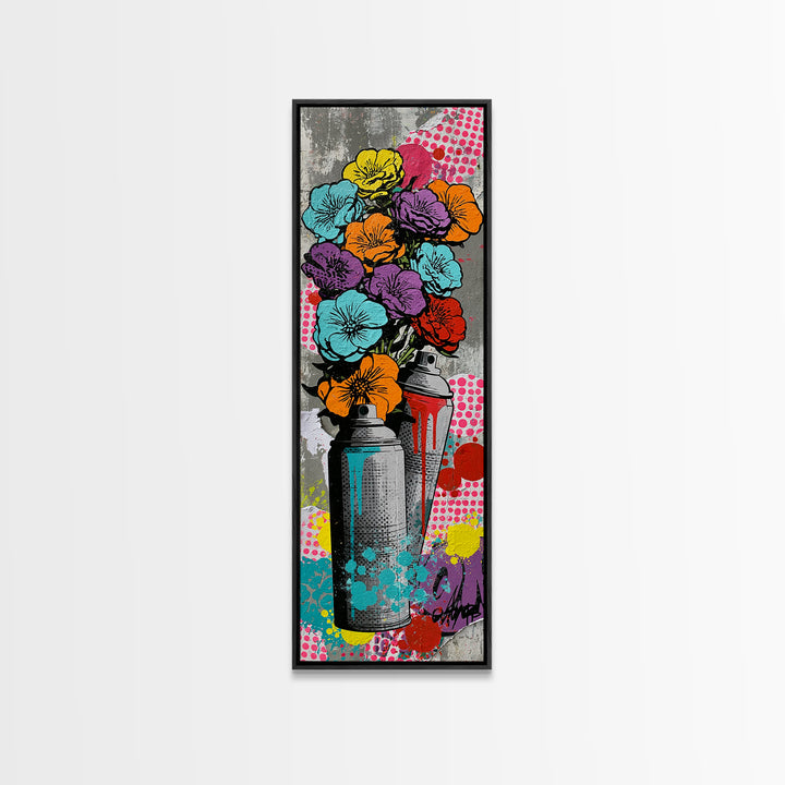 Spray Can Bouquet Canvas Print, Street Art, Anime Art, Living Room Decor, Abstract Art, Urban, Art Print, Textured Painting, STR-1x3-51