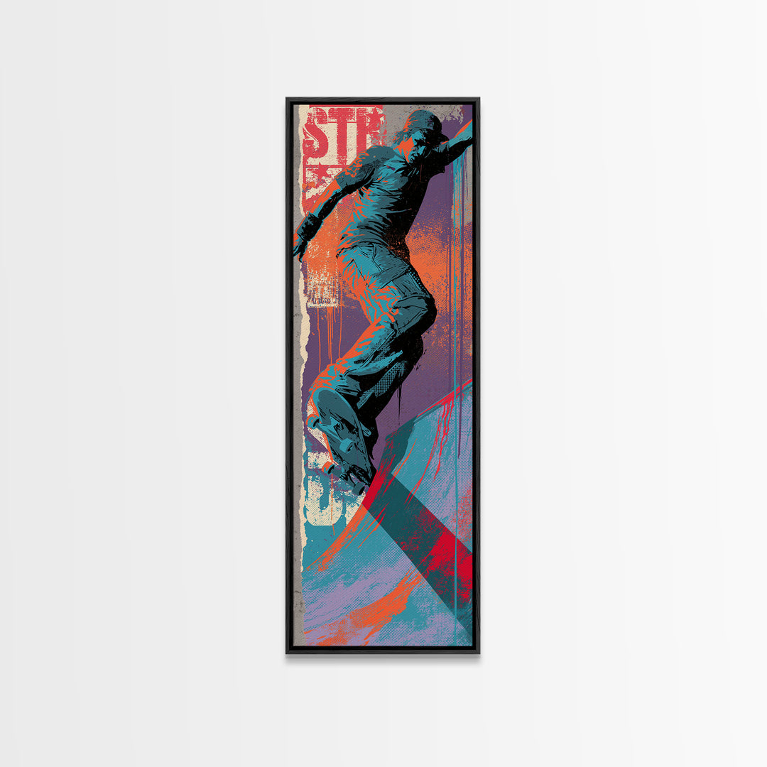 Skate Ramp Pattern Canvas Print, Street Art, Boho Decor, Living Room Decor, Oil Painting, Urban, Custom Portrait, Wall Hangings, STR-1x3-82