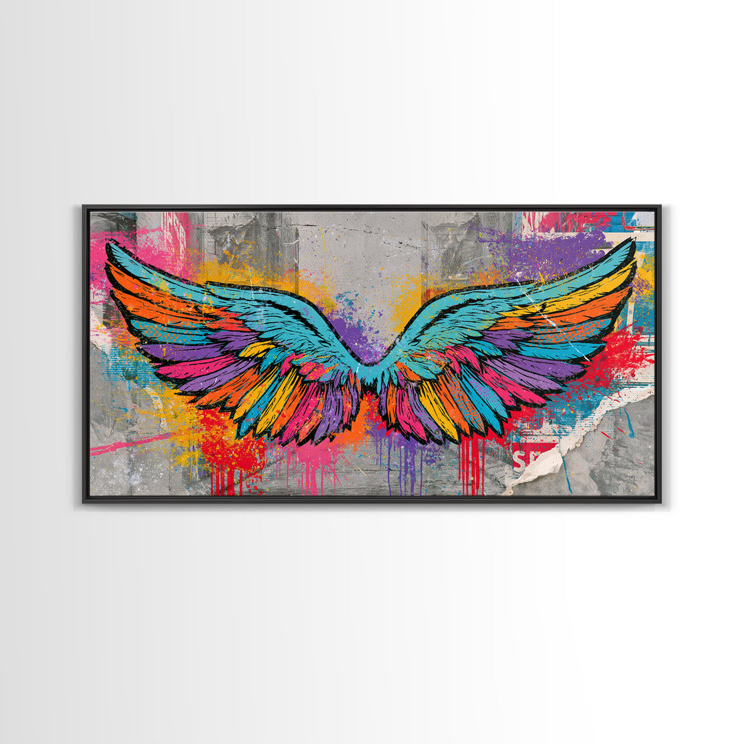 Graffiti Angel Wings Canvas Print, Street Art, Abstract Art, Living Room Decor, Fine Art, Urban, Anime Art, Original Artwork, STR-2x1-73