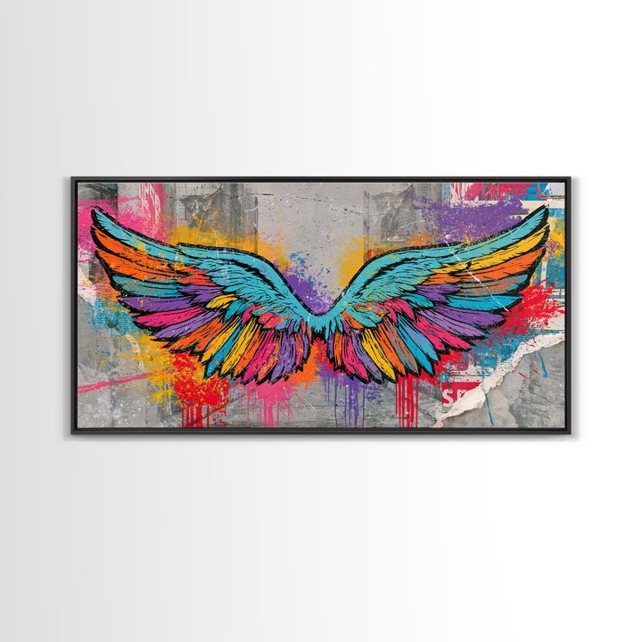 Graffiti Angel Wings Canvas Print, Street Art, Abstract Art, Living Room Decor, Fine Art, Urban, Anime Art, Original Artwork, STR-2x1-73