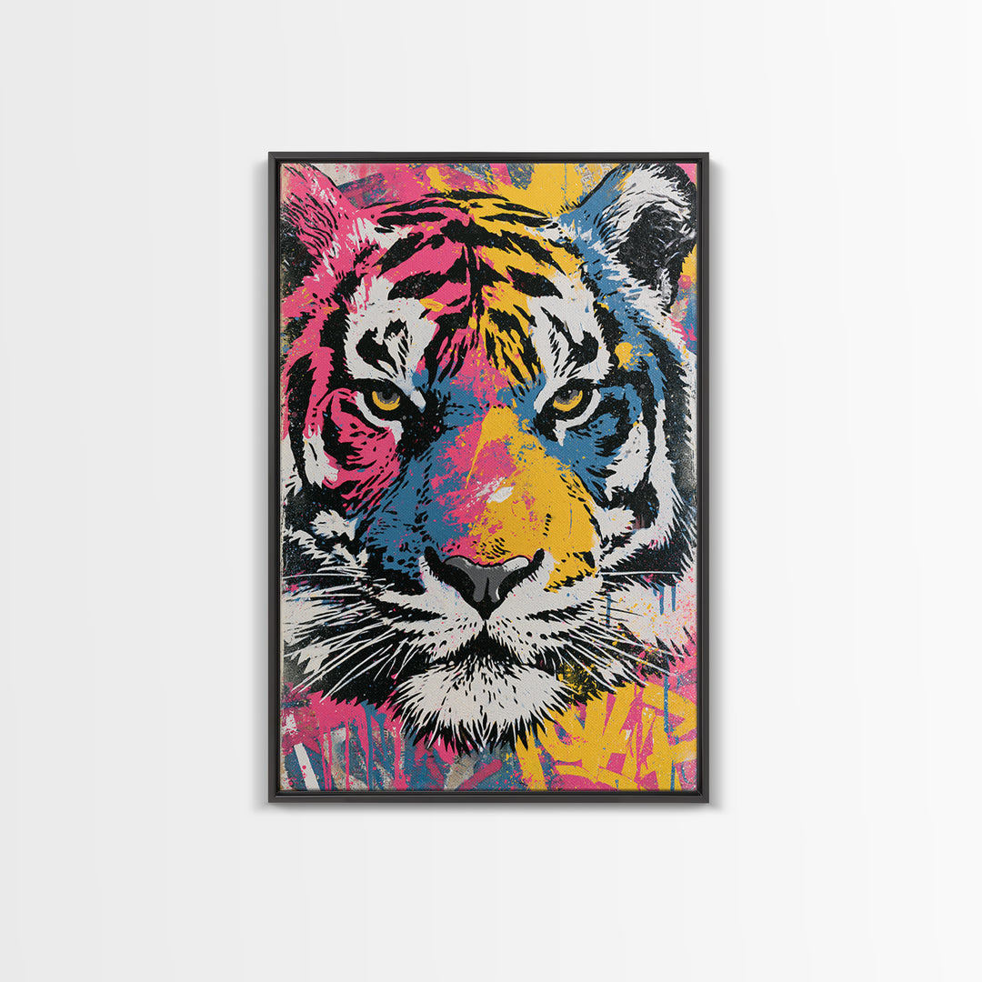 Spray Painted Tiger Face Canvas Print, Street Art, Gallery Decor, Living Room Decor, Fine Art, Urban, Wall Art, Home Decor, STR-2x3-16