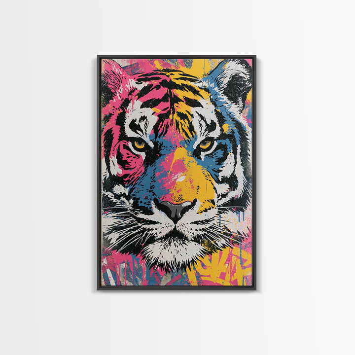 Spray Painted Tiger Face Canvas Print, Street Art, Gallery Decor, Living Room Decor, Fine Art, Urban, Wall Art, Home Decor, STR-2x3-16