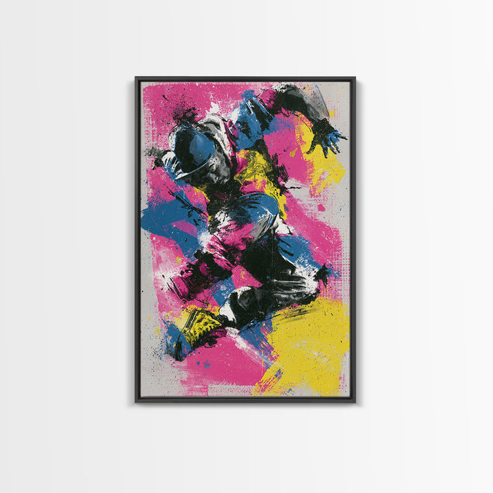 Breakdancer Frozen in Energetic Motion Canvas Print, Street Art, Art, Living Room Decor, Fine Art, Urban, Watercolor Painting, STR-2x3-50