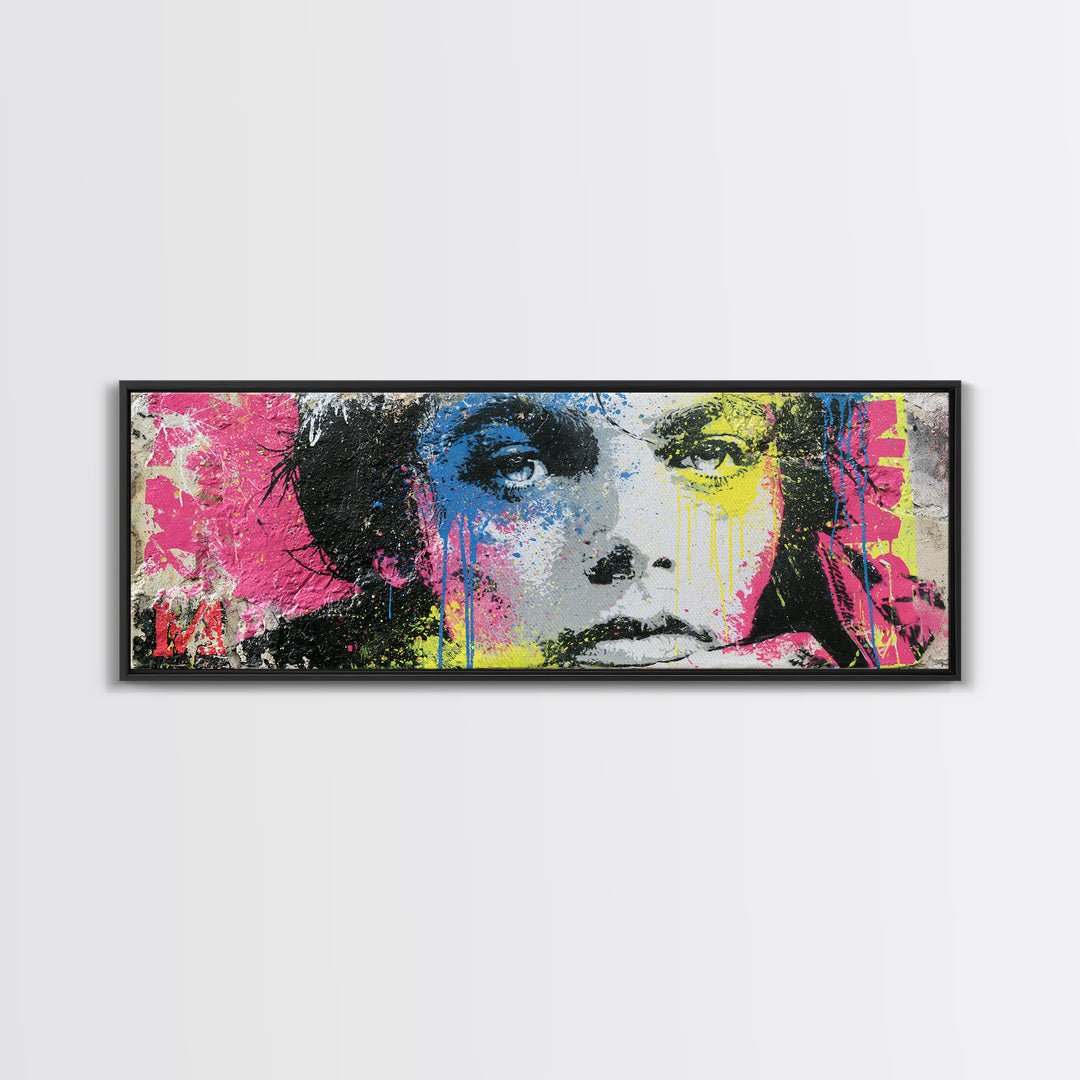 Bold Stencil Portrait Canvas Print, Street Art, Graffiti Art, Living Room Decor, Fine Art, Urban, Minimalist Decor, Wall Art, STR-3x1-41