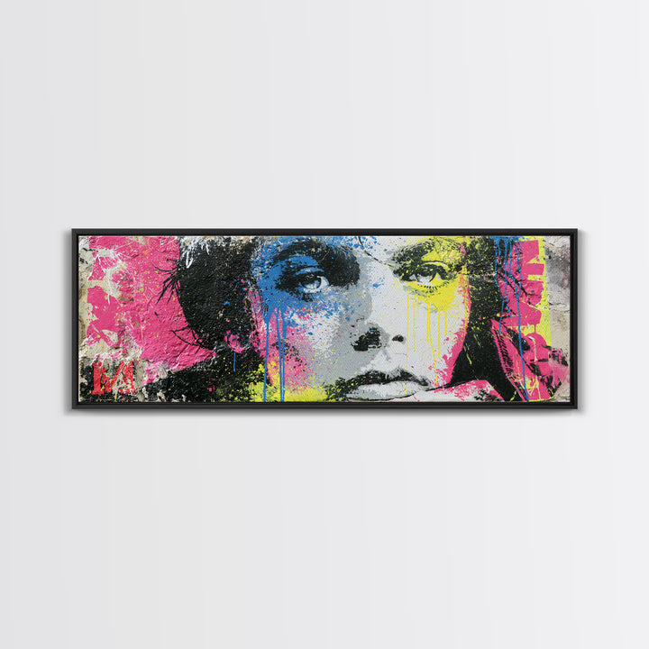 Bold Stencil Portrait Canvas Print, Street Art, Graffiti Art, Living Room Decor, Fine Art, Urban, Minimalist Decor, Wall Art, STR-3x1-41