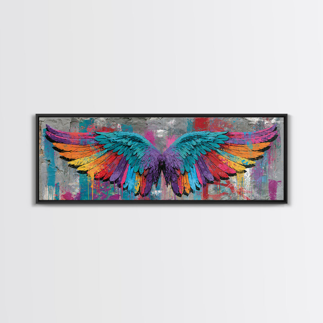 Graffiti Angel Wings Canvas Print, Street Art, Abstract, Living Room Decor, Fine Art, Urban, Luxury Decor, Art Print, STR-3x1-45