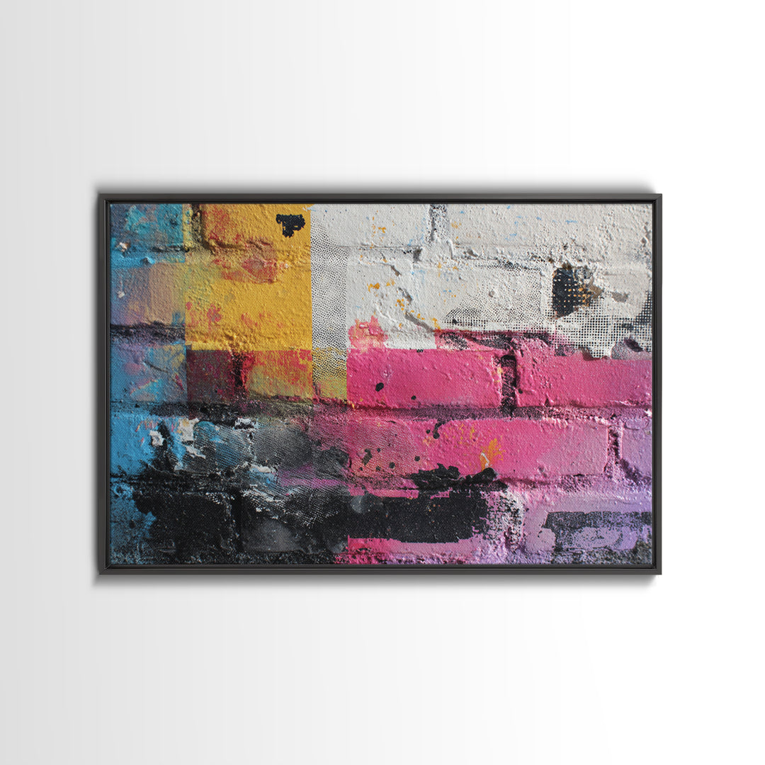 Brick Wall Texture Canvas Print, Street Art, Original Artwork, Living Room Decor, Fine Art, Urban, Textured Painting, STR-3x2-32