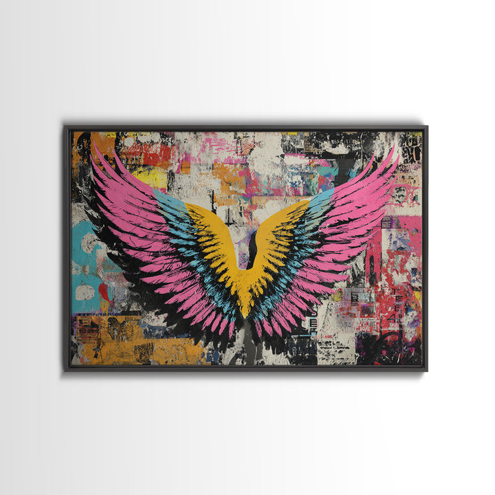 Graffiti Angel Wings Canvas Print, Street Art, Contemporary Art, Living Room Decor, Fine Art, Urban, Textured Painting, STR-3x2-57