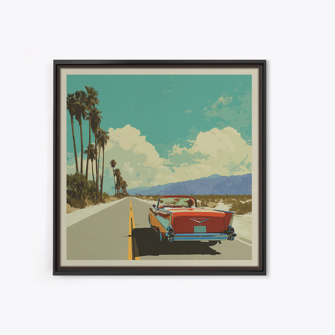 Route 66 Desert Road Framed Canvas Print, Travel Poster(2), Downloadable Prints, Living Room Decor, Watercolor Art, Voyage, TPO-1x1-39