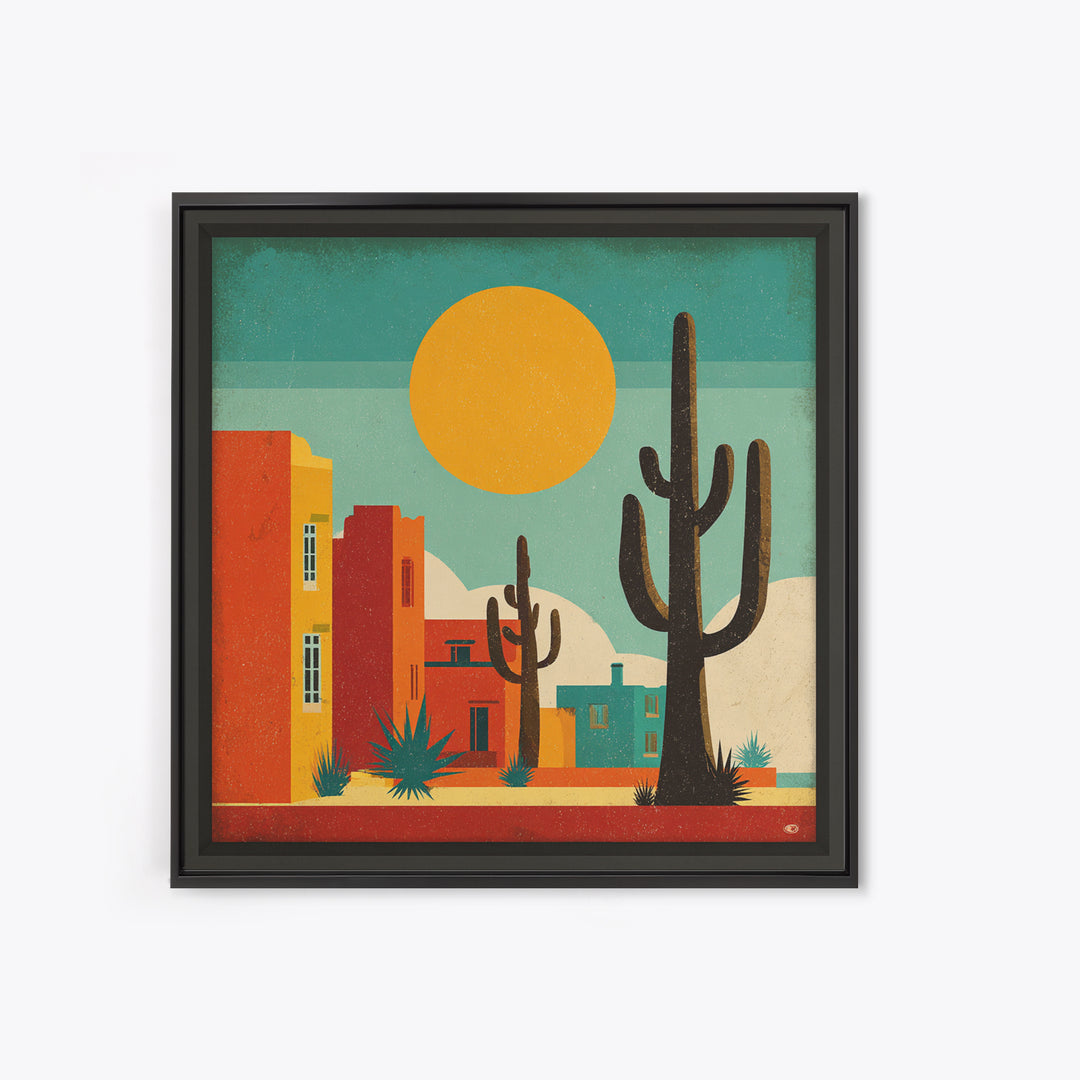 Mexico Cactus and Sun Travel Poster Canvas Print, Travel Poster(2), Wall Decor, Living Room Decor, Fine Art, Voyage, Wall Art, TPO-1x1-69