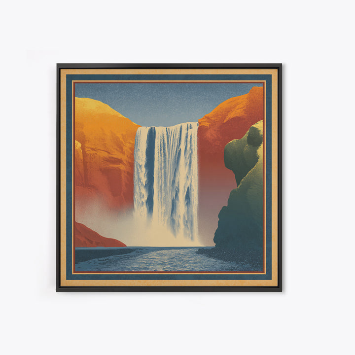 Iceland Waterfall and Northern Lights Canvas Print, Travel Poster(2), Neutral Decor, Living Room Decor, Fine Art, Voyage, TPO-1x1-86
