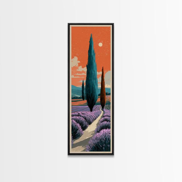Provence Lavender Field Poster Canvas Print, Travel Poster(2), Retro Wall Art, Living Room Decor, Fine Art, Voyage, Map Print, TPO-1x3-59