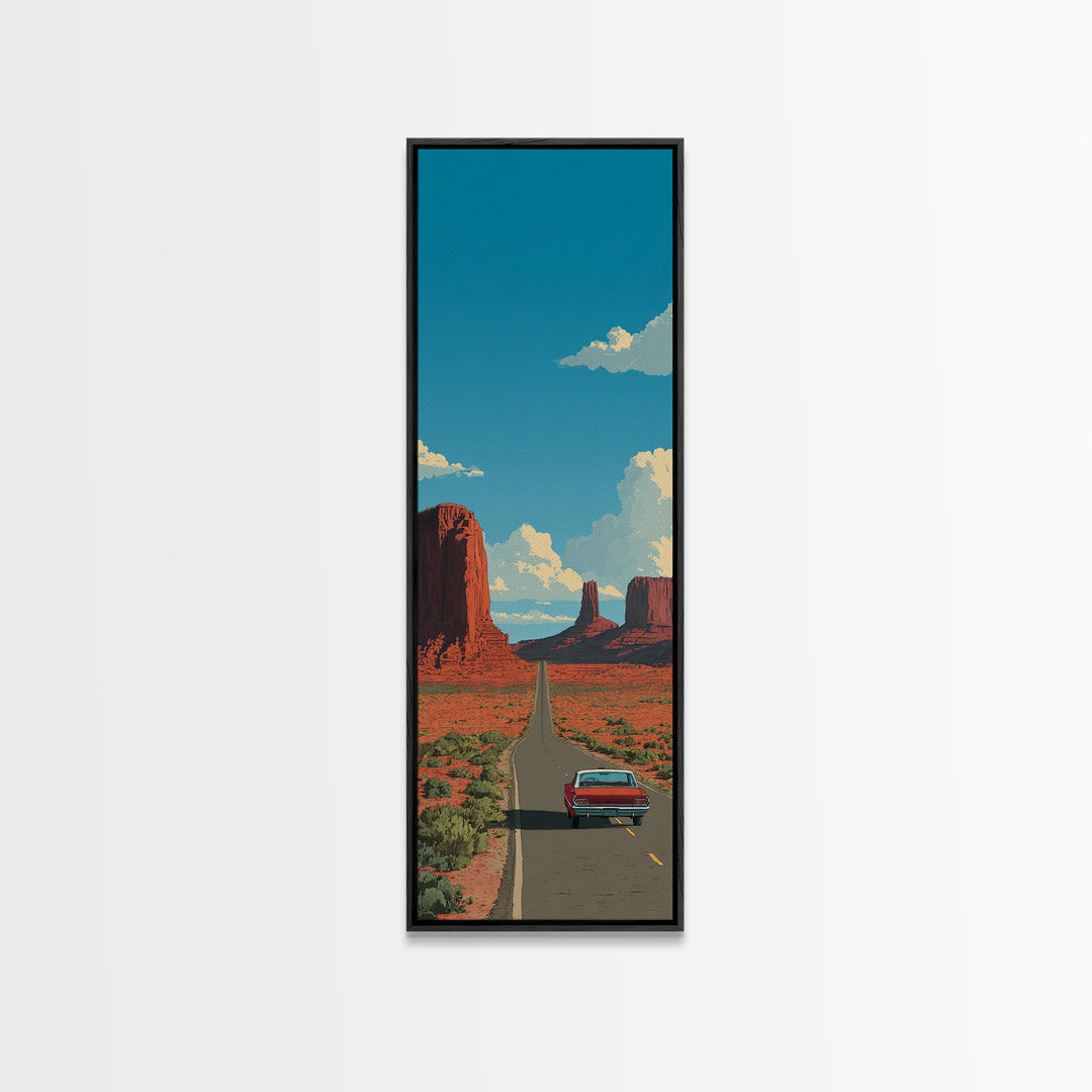 Route 66 Desert Road Canvas Print, Travel Poster(2), Travel Poster, Living Room Decor, Fine Art, Voyage, Textured Painting, TPO-1x3-99