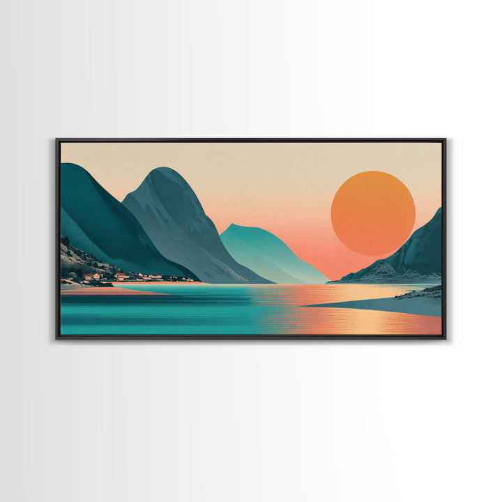 Norway Fjord Cruise Poster Framed Canvas Print, Travel Poster(2), Fine Art Print, Living Room Decor, Fine Art, Voyage, TPO-2x1-18