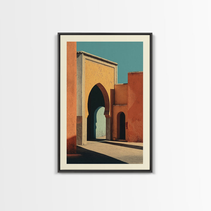 Marrakesh Arch and Tile Pattern Poster Framed Canvas Print, Travel Poster(2), Wall Art, Living Room Decor, Fine Art, Voyage, TPO-2x3-1