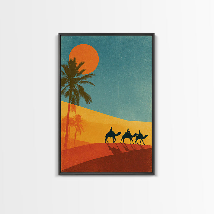 Moroccan Desert Caravan Travel Poster Canvas Print, Travel Poster(2), Gallery Decor, Living Room Decor, Oil Painting, Voyage, TPO-2x3-15