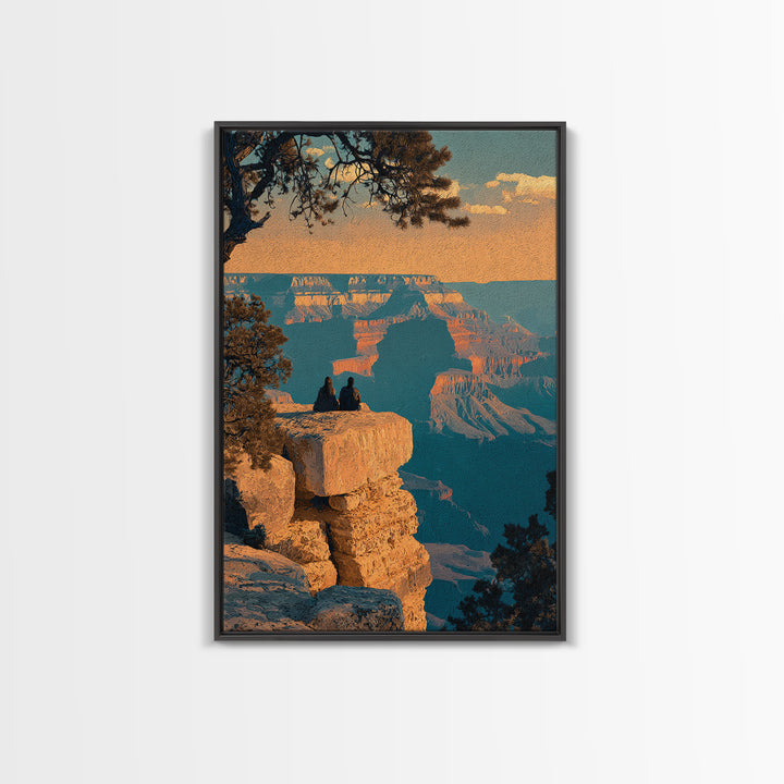 Grand Canyon Sunset Framed Canvas Print, Travel Poster(2), Wall Decor, Living Room Decor, Fine Art, Voyage, Wall Art, TPO-2x3-19