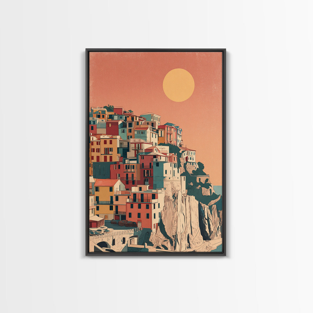 Cinque Terre Colorful Cliff Village Poster Canvas Print, Travel Poster(2), Living Room Wall Art, Living Room Decor, Voyage, TPO-2x3-28