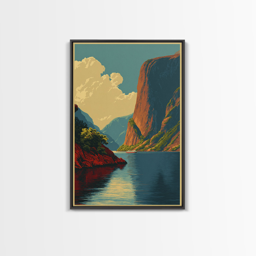 Norway Fjord Cruise Poster Framed Canvas Print, Travel Poster(2), Boho Decor, Living Room Decor, Fine Art, Voyage, Art Print, TPO-2x3-30