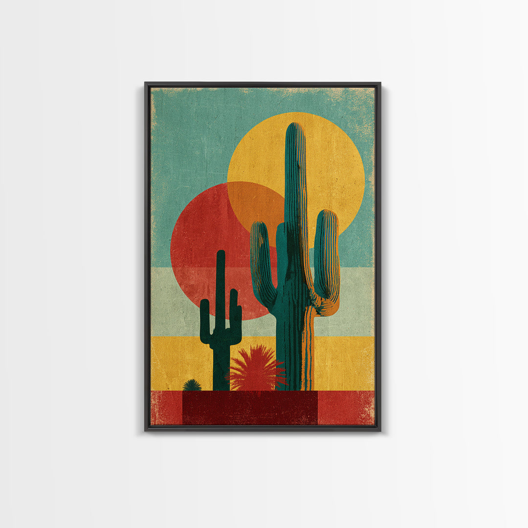 Mexico Cactus and Sun Travel Poster Canvas Print, Travel Poster(2), Home Decor, Living Room Decor, Voyage, Coastal Wall Art, TPO-2x3-5