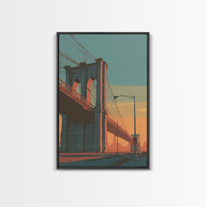 New York Bridge at Sunrise Canvas Print, Travel Poster(2), Printable Wall Art, Living Room Decor, Voyage, Downloadable Prints, TPO-2x3-86