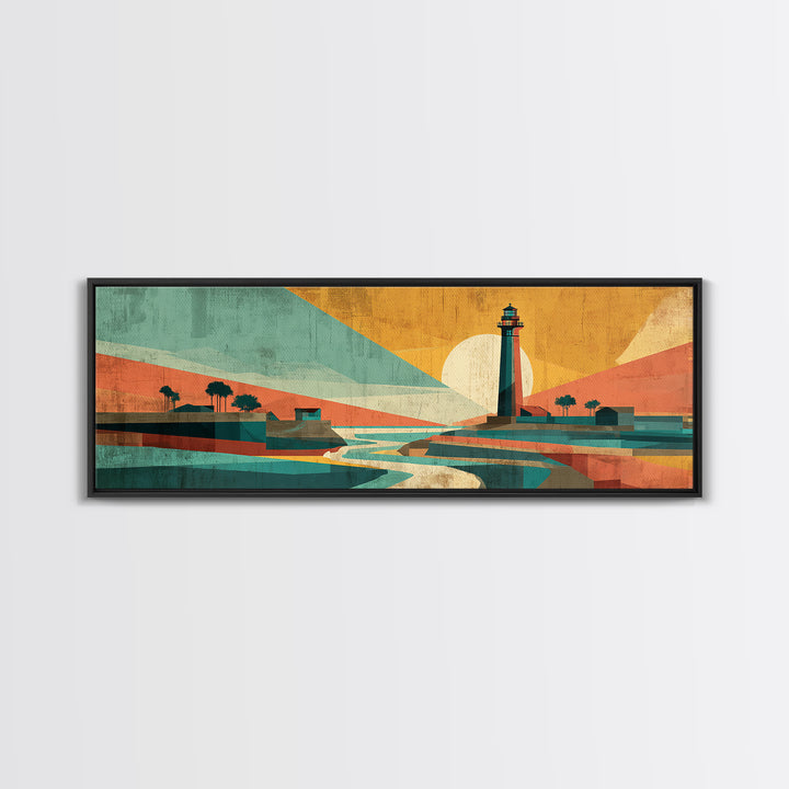 Cape Cod Lighthouse Summer Poster Framed Canvas Print, Travel Poster(2), Home Decor, Living Room Decor, Fine Art, Voyage, TPO-3x1-10