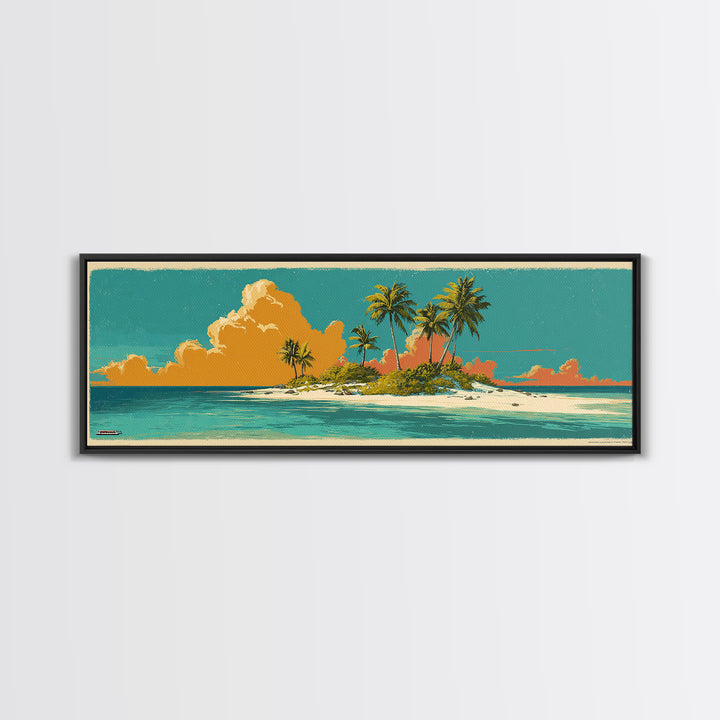 Tropical Island Lagoon Poster Canvas Print, Travel Poster(2), Poster Art, Living Room Decor, Fine Art, Voyage, Wall Decor, TPO-3x1-16
