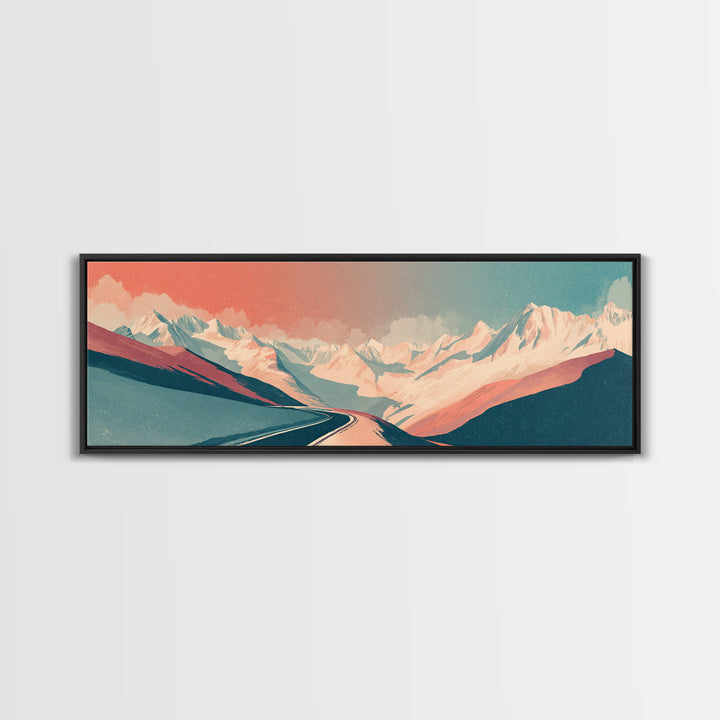 Swiss Alps Ski Poster Framed Canvas Print, Travel Poster(2), Wall Art, Living Room Decor, Voyage 272, Set of Wall Art, TPO-3x1-72