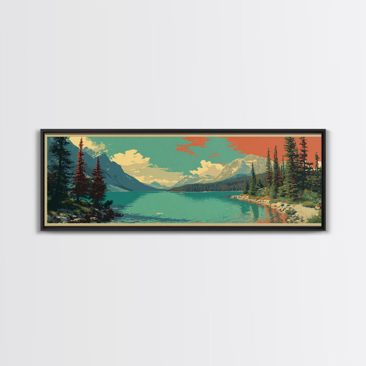 Banff Lake with Turquoise Water Canvas Print, Travel Poster(2), Printable Wall Art, Living Room Decor, Fine Art, Voyage, TPO-3x1-83