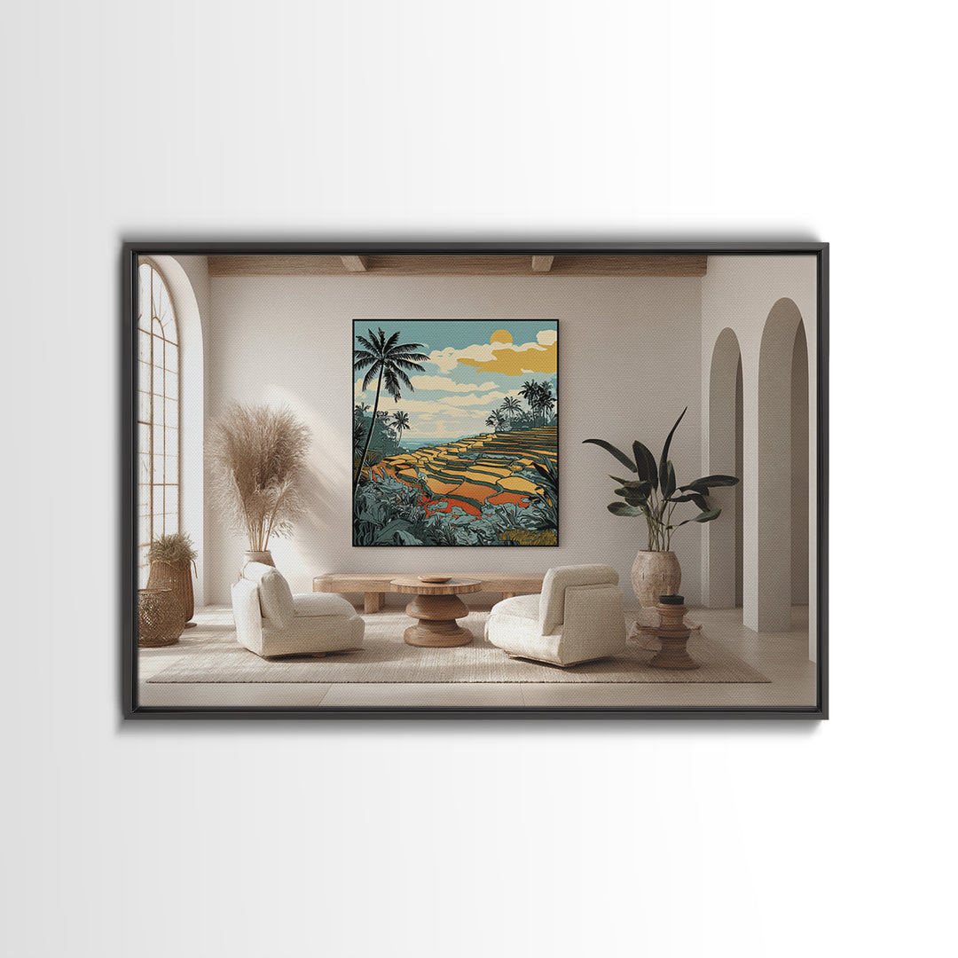 Bali Rice Terraces and Jungle Palms Canvas Print, Travel Poster(2), Poster Print, Living Room Decor, Fine Art, Voyage, TPO-3x2-17