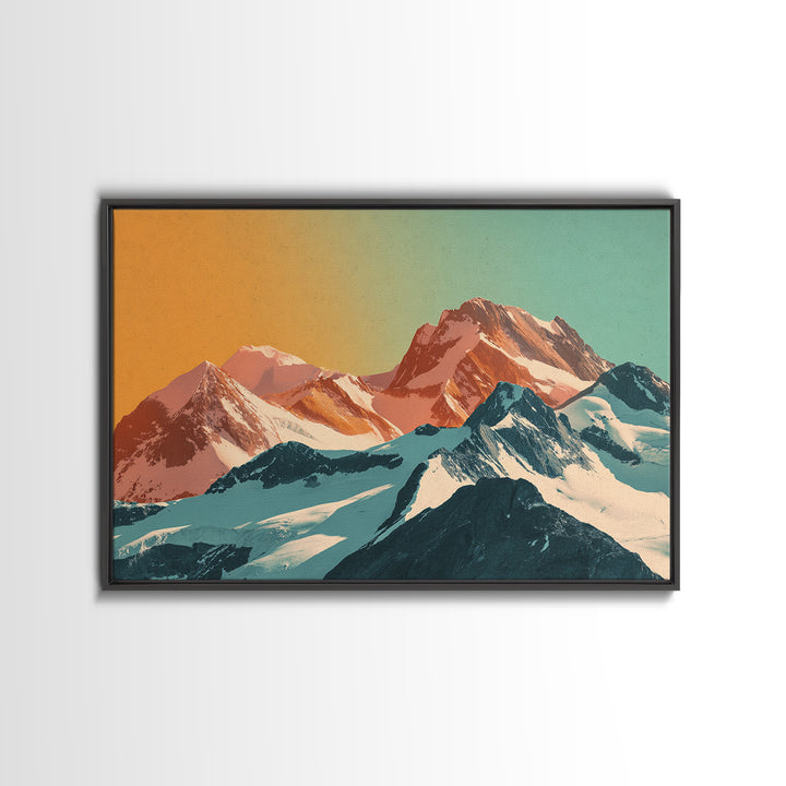 Swiss Alps Ski Poster Framed Canvas Print, Travel Poster(2), Downloadable Prints, Living Room Decor, Fine Art, Voyage, TPO-3x2-36